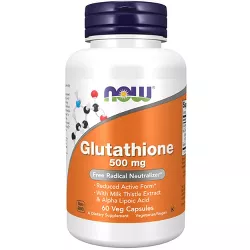 NOW Supplements, Glutathione 500 mg, With Milk Thistle Extract & Alpha Lipoic Acid, Free Radical Neutralizer, 60 Veg Capsules