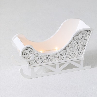 Sullivans Lighted Snowflake Sleigh Sculpture 7.5"H White