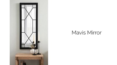 Mavis Black Framed Rectangular Wall Mirror with Geometric Inlay