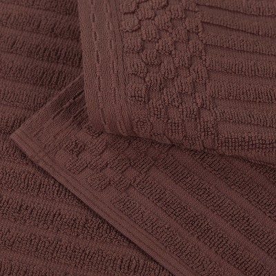 Java Brown Ribbed Cotton Heavyweight Bath Towel Set of 2