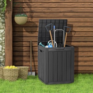Okak UV protected 28 Gallon Deck Box, Resin Outdoor Storage Box for Patio Furniture Cushions, Pool Accessories, Garden Tools, Black - 1 of 4