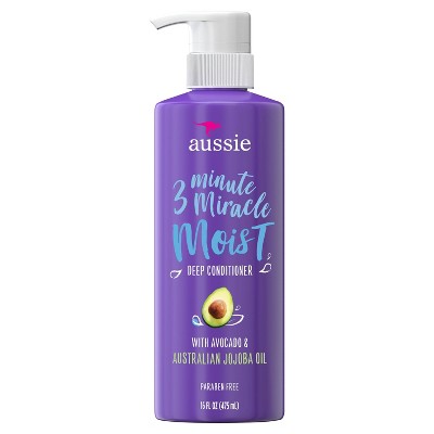 Aussie Miracle Moist with Avocado & Jojoba Oil, Paraben Free 3 Minute Miracle Conditioner - 16.0 fl oz