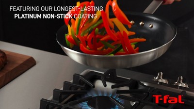 Professional Silver Nonstick Aluminum Cookware Set with Red Handles, 8 Pieces
