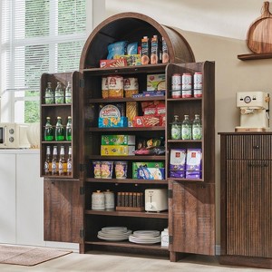 SinCiDo 71" High Modern Arched Kitchen Locker w/ Door Modern Locker w/ 3 Adjustable Shelves,6 Door Shelves, Kitchen,Bathroom Multi Purpose Cabinets - 1 of 4