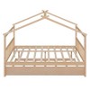 CAVINAS Twin Size Bed Frame, Wooden House Bed with Pull-Out Trundle, House-Shaped Bed for Kids, Teens, Girls, Boys - 3 of 4