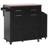 JUJABU 47.2" Farmhouse Kitchen Island with Drop Leaf - Removable Side Racks, 2 Drawers, Rolling Cart, Towel Rack - 2 of 4