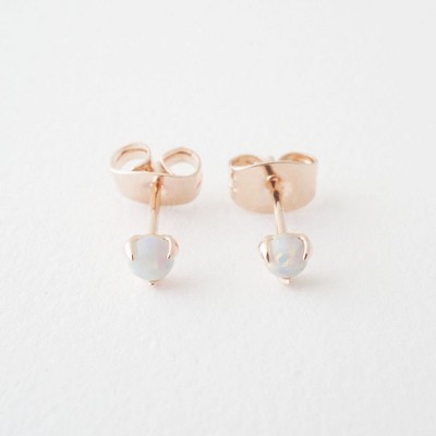 Mini Opal Orb Solitaire Studs in Gold, Rose Gold, Silver - Honeycat