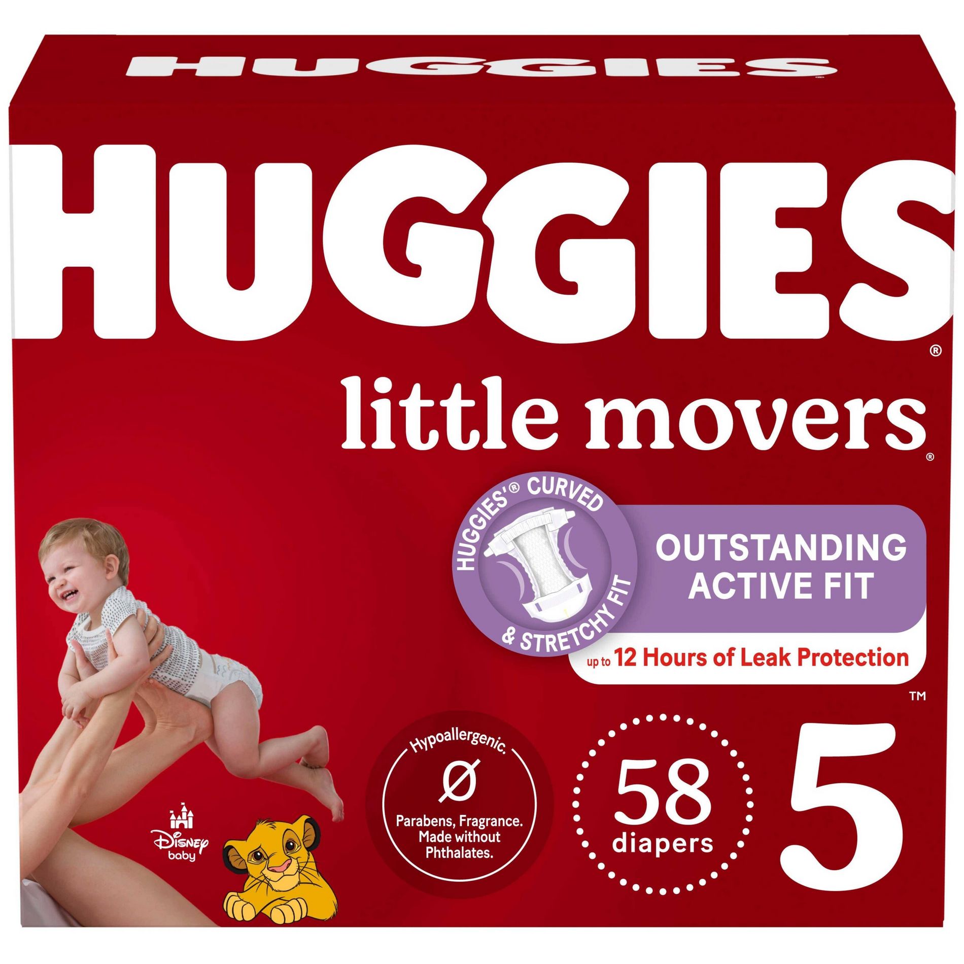 Huggies Little Movers Diapers - Size 5 - 58ct