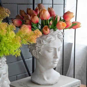 NAYSAYE Planter Greek Style Cement Head Planter Blends Classic and Industrial Elements for Garden, Gray, 7.3"*6.9"*10.6" - 1 of 4