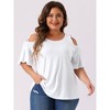 Agnes Orinda Women's Plus Size Summer Fashion Cold Shoulder Ruffle Trumpet Sleeve Blouses - 2 of 4