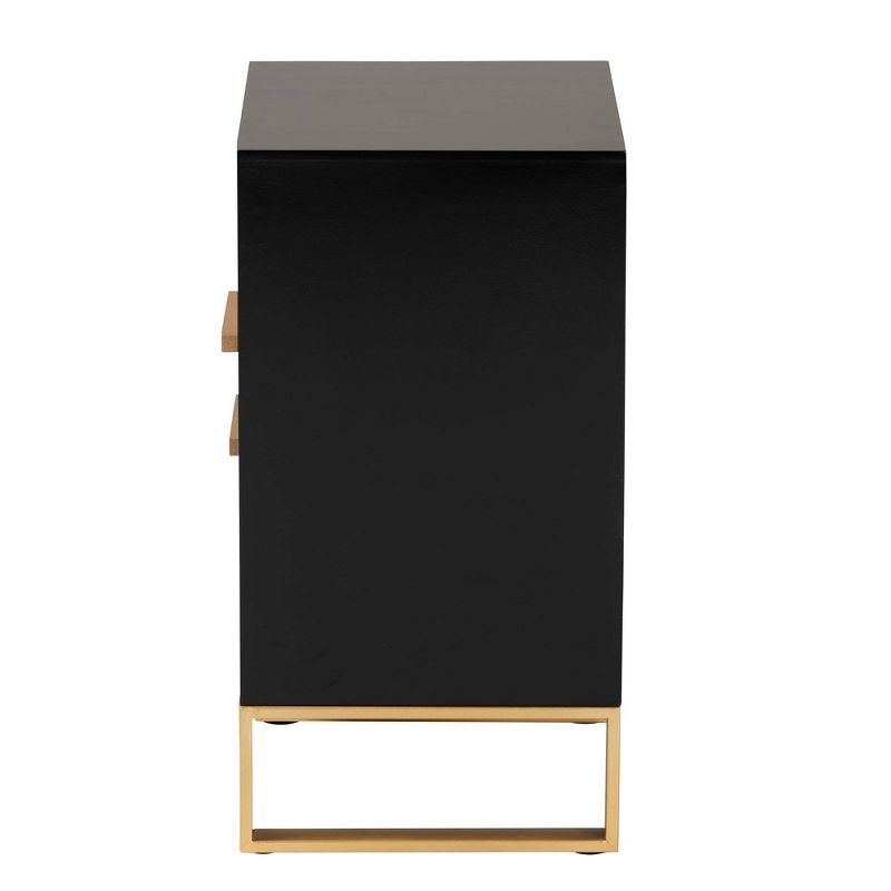 Giolla Wood and Metal 2 Drawer End Table Black/Gold - Baxton Studio, 6 of 12