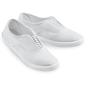Collections Etc Striped Slip-on Sneakers Wide - 1 of 3