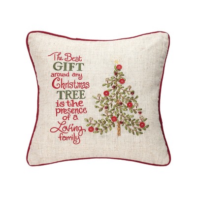 C&F Home Merry Poinsettia Gift 16" x 16" Embroidered Throw Pillow