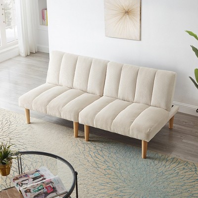 Convertible Sofa Bed, Modern Folding Futon, Three Backrest Settings, Solid Wood Legs,high-density Spring Pads Futon