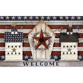 Rustic American Birdhouse Primitive Doormat Welcome Patriotic 30" x 18" Briarwood Lane