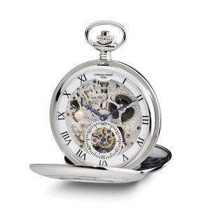 Black Bow Jewelry Charles Hubert Open Heart Dial 53mm Case Pocket Watch - 1 of 4