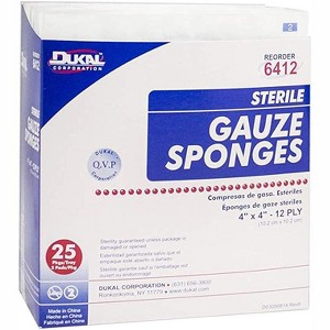 Dukal Sterile Gauze Sponges 12-Ply 4" X 4", 25 Ct - 1 of 2
