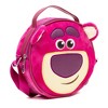 Disney Vegan Leather Round Crossbody Bag with Adjustable Straps, Pixar, Toy Story Lotso Face Character Close Up Furry, Dark Pink - 3 of 4
