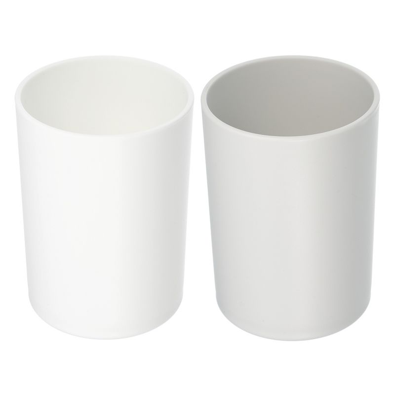 Unique Bargains Bathroom Toothbrush Tumblers PP Cup for Bathroom Kitchen Color White Gray 4.05''x2.91'' 2pcs, 1 of 7