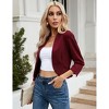 YESFASHION Women's Open Front Office Work Business  3/4 Sleeve Casual Lightweight 2025 Summer Crop Suit Blazer - 3 of 4