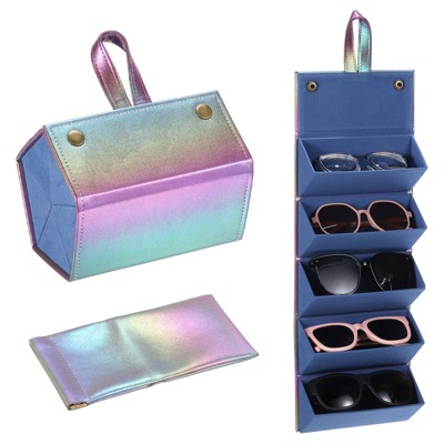 Unique Bargains Portable Leather Travel Sunglasses Eyewear Accessories Organizer