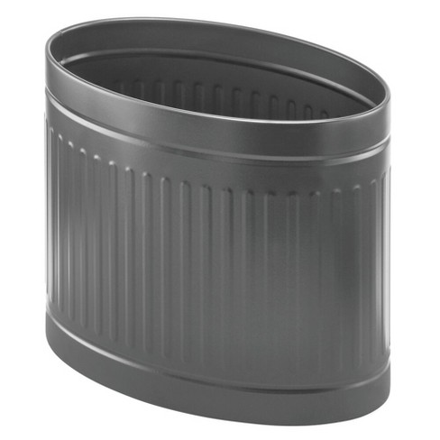 Mdesign Oval Slim Steel Small Trash Can Wastebasket - Graphite : Target