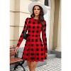 Ribbed Knit Sweater Dress for Women, Long Sleeve Crew Neck Fit and Flare A-Line Dress for Fall and Winter, Casual Office Wear Plaid 2 - 4 of 4