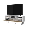Vynxaria Modern TV Stand with 2 Doors and Open Storage, White and Natural Oak, 21.8" H x 53.8" W x 15.4" D - 4 of 4