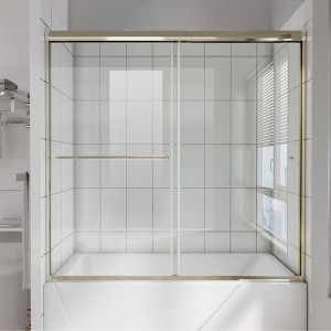 NicBex Shower Door 56-60"Wx58" H Semi-Frameless Traditional Sliding Bathtub Shower Door with 1/4" Clear Tempered Glass, Brushed Nickel - 1 of 4