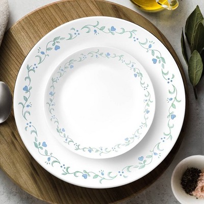 Corelle 16-Piece White and Blue Floral Glass Dinnerware Set