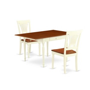HomeStock 3-Pc Buttermilk and Cherry Finish Solid Wood Top with Dropleaf Dining Table Set - 1 of 4