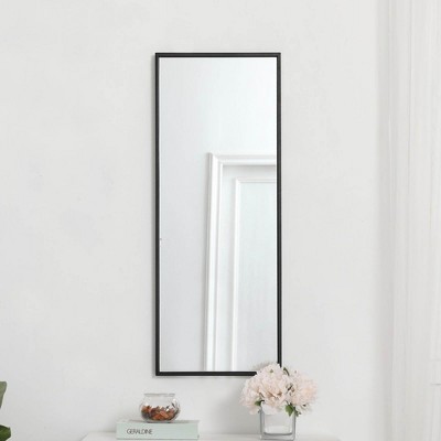 Sleek Black Metal Frame Rectangular Mirror 14x36 Inches
