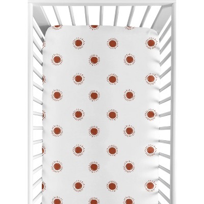 Image of Sweet Jojo Designs Gender Neutral Baby Fitted Crib Sheet Boho Sun White and Orange
