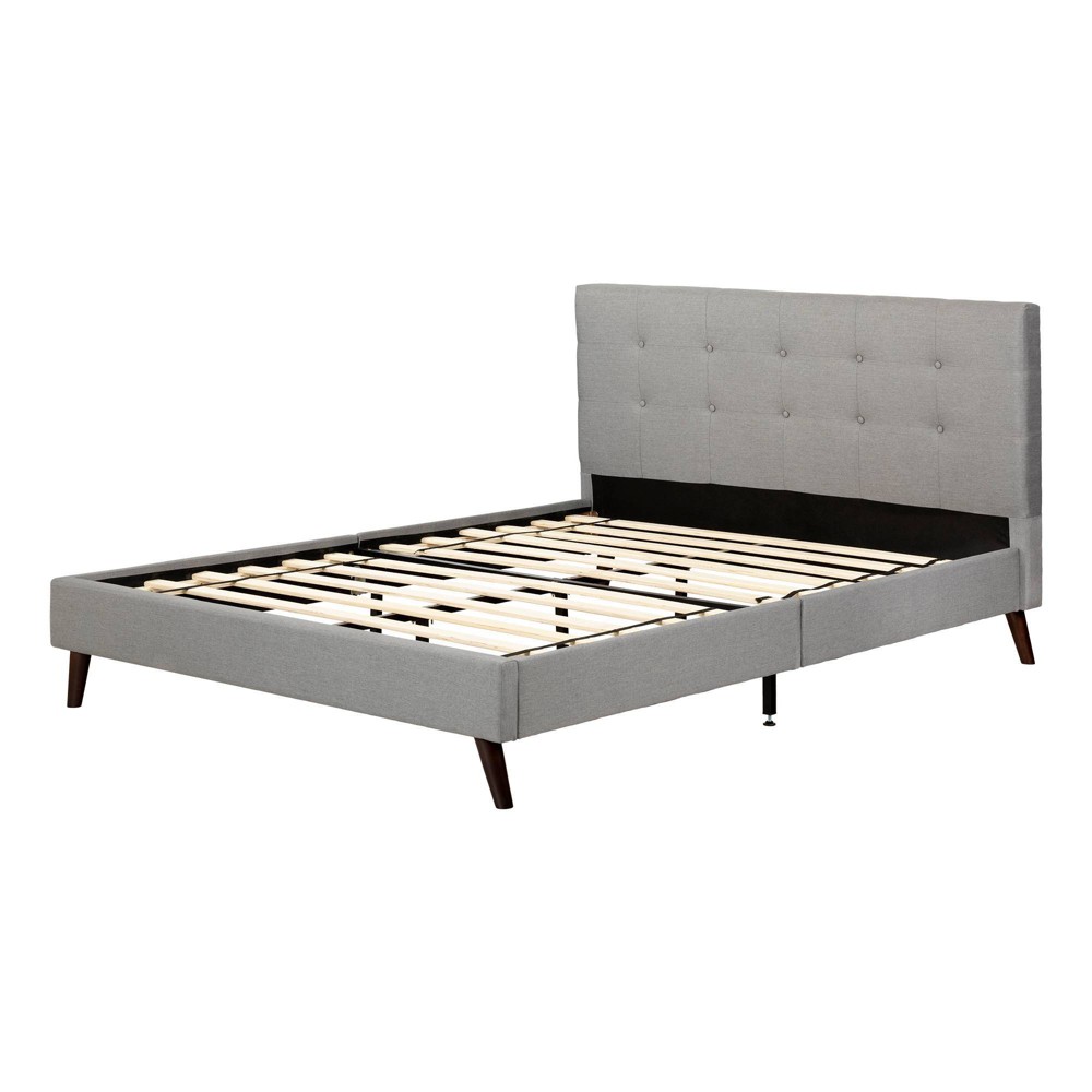 Photos - Bed Frame Queen Fusion Complete Upholstered Bed Medium Gray - South Shore