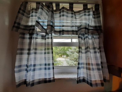 No. 918 Maisie Plaid Kitchen Curtain Tier Pair, Blue