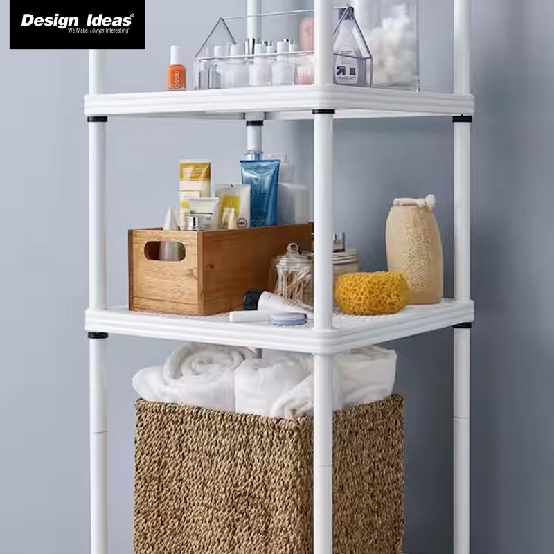 Design Ideas MeshWorks 5 Tier Full-Size Metal Storage Shelving Unit Tower for Kitchen, Office, and Garage Organization, 13.8” x 13.8” x 70.9” White, 4 of 7