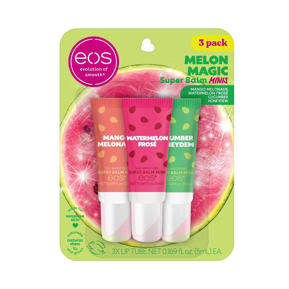 Photos - Lipstick & Lip Gloss E.O.S. eos 24hrs Moisture Super Balm Minis - Melon Magic - 0.169 fl oz/3pk 