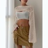 Womens Cropped Sweater Crochet Knit Crop Tops See Through Knit Sweater Beach Cover Ups - 2 of 4