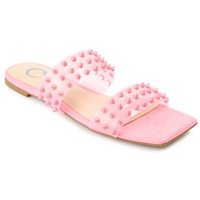Journee Collection Womens Katari Tru Comfort Foam Slide Low Block Heel Sandals Pink 7
