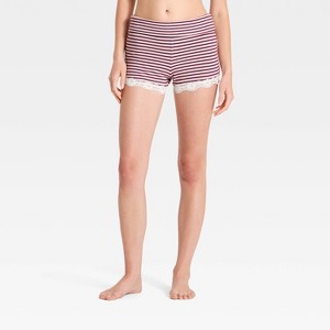 Women's Waffle Knit Lace Trim Pajama Shorts - Wild Fable™ Purple