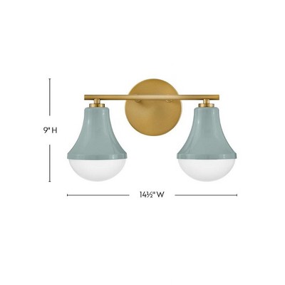 Seafoam and Brass 2-Light Dimmable Outdoor Vanity Light