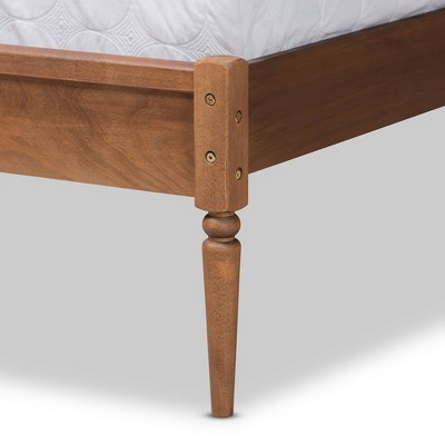 Walnut Brown Full Wood Frame Upholstered Tufted Bed with Slats