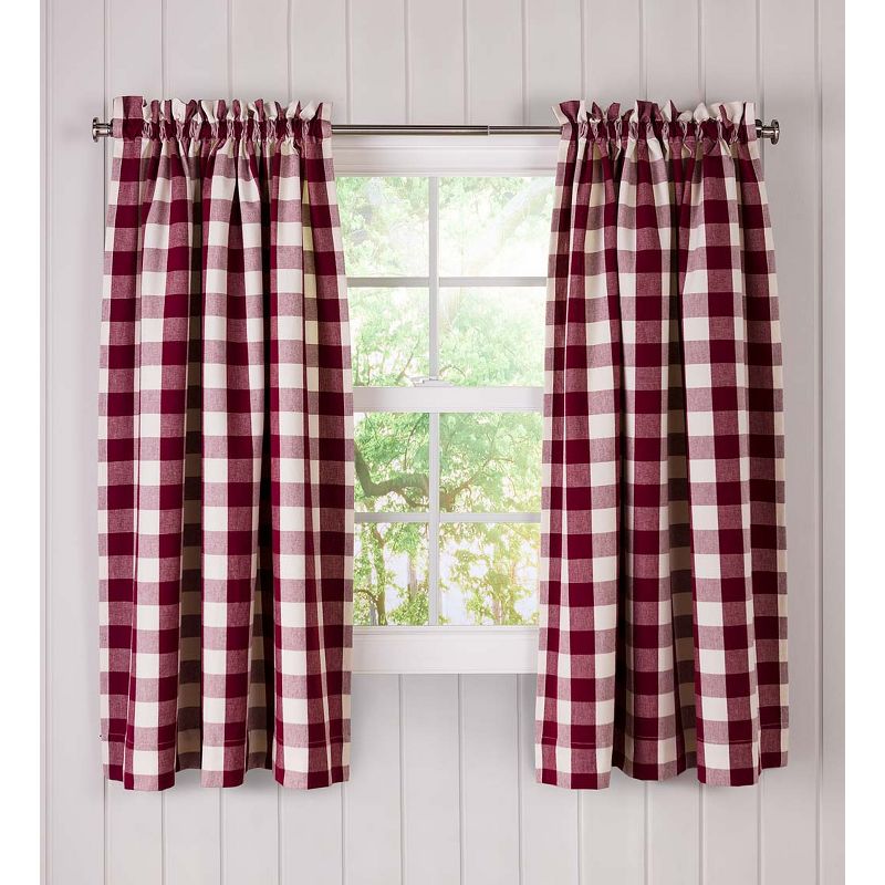 Buffalo Check Rod-Pocket Cotton Curtains, 45"L Pair, 2 of 3