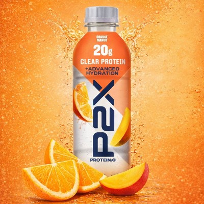 P2X Advanced Hydration 20g Clear Protein Drink With 720mg of Electrolytes - Orange Mango - 4pk/67.6oz