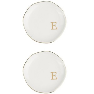 Unique Bargains Ceramic Decorative Jewelry Tray White 2 Packs - 1 of 4