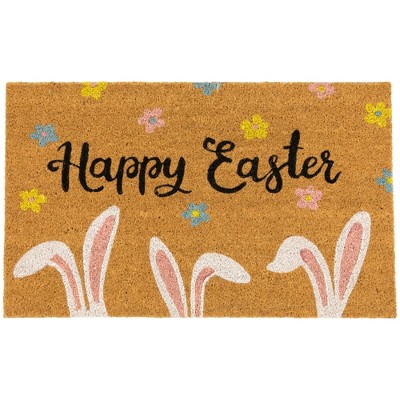 Northlight Natural Coir Happy Easter Bunny Ears Outdoor Doormat 18" x 30"