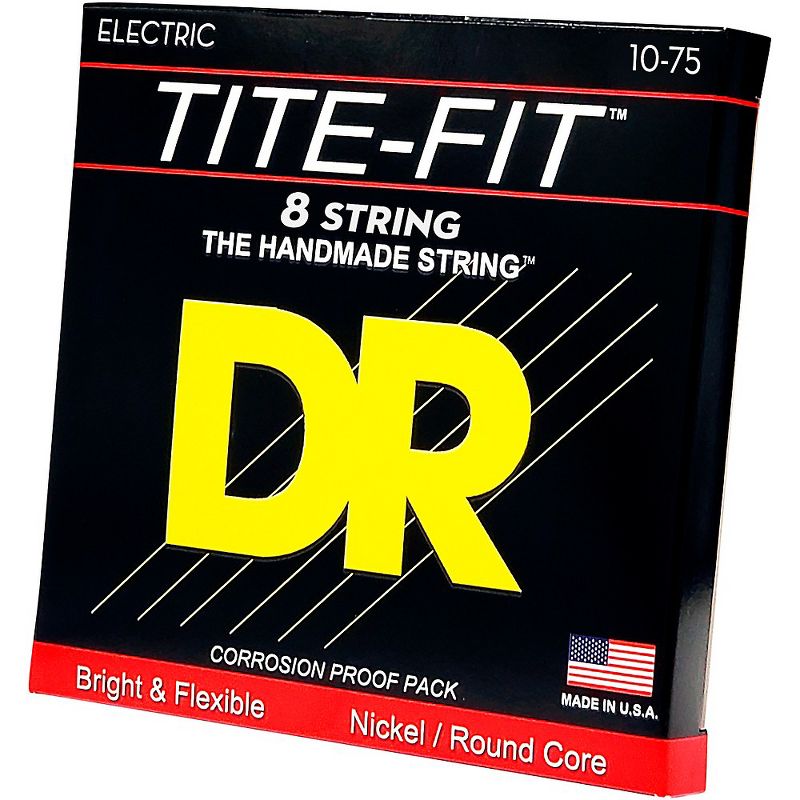 DR Strings Tite-Fit Nickel Plated Medium 8-String Electric Guitar Strings (10-75) Medium, 2 of 4
