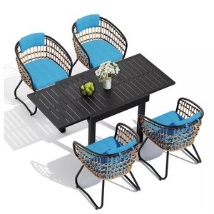 Crestlive Products Modern Aluminum Outdoor Dining sets Expandable Patio Dining Table with arm chairs for 4-10 People Outside - 1 of 4