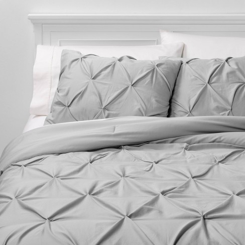 Full Queen Pinch Pleat Comforter Sham Set Light Gray Threshold