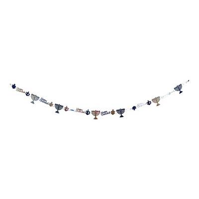 Rite Lite 8' Unlit Holographic Prismatic Hanukkah Garland - Silver/Blue